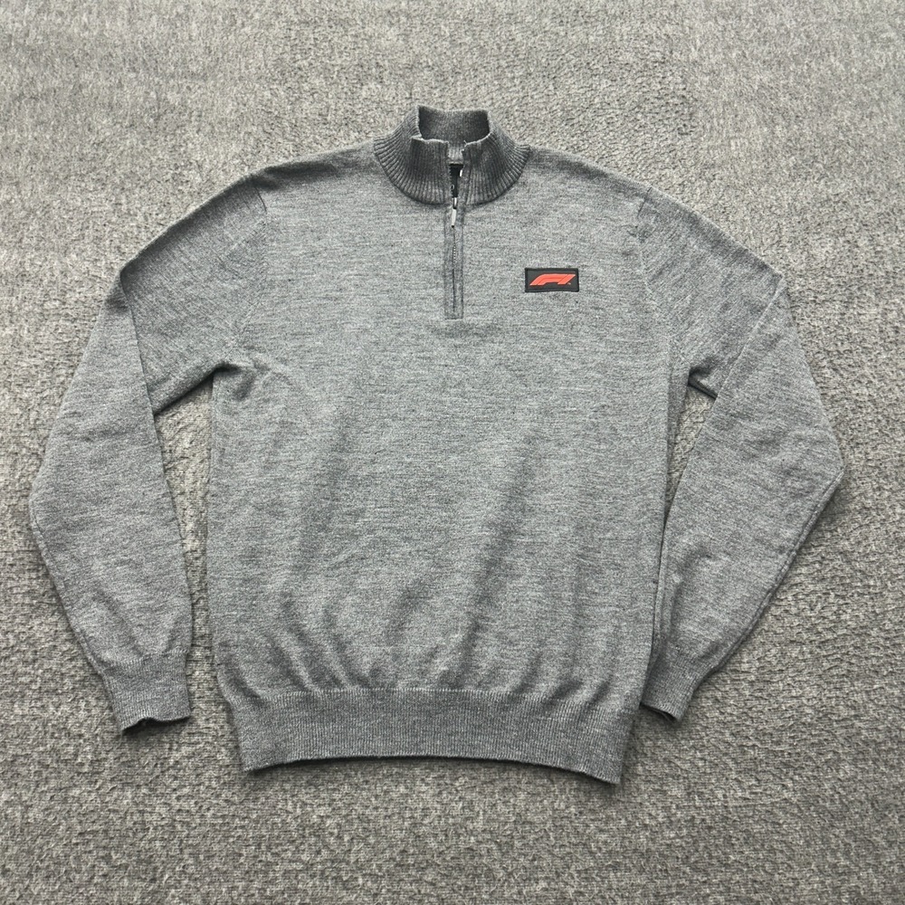 Formula‎ 1 Racing Cardigan Size Large Gray 1/4 Zip Sweater